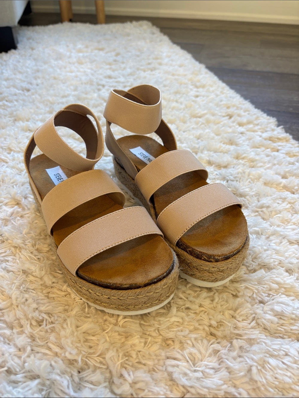 Steve Madden Beige/Tan Espadrille Platform Sandals